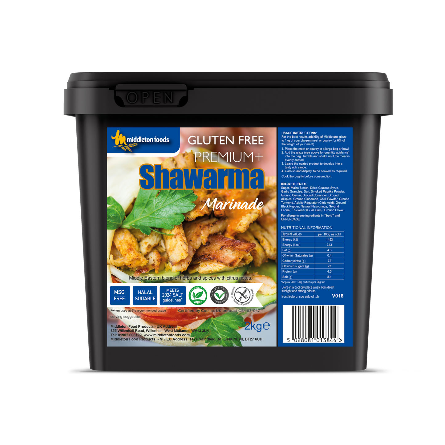 Middleton Foods Gluten Free Shawarma Marinade 2kg Vegan