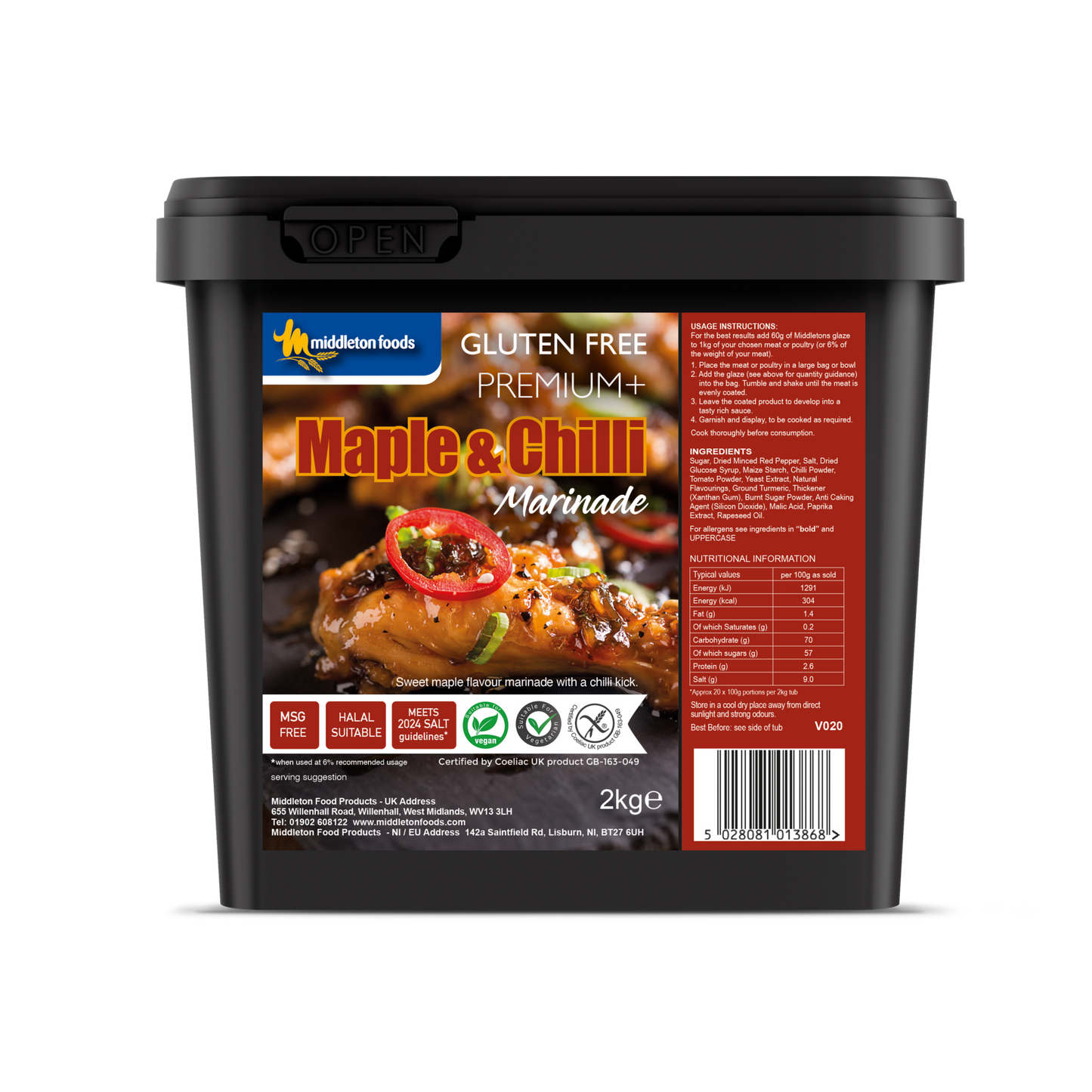 Middleton Foods Gluten Free Maple & Chilli Marinade 2kg Vegan