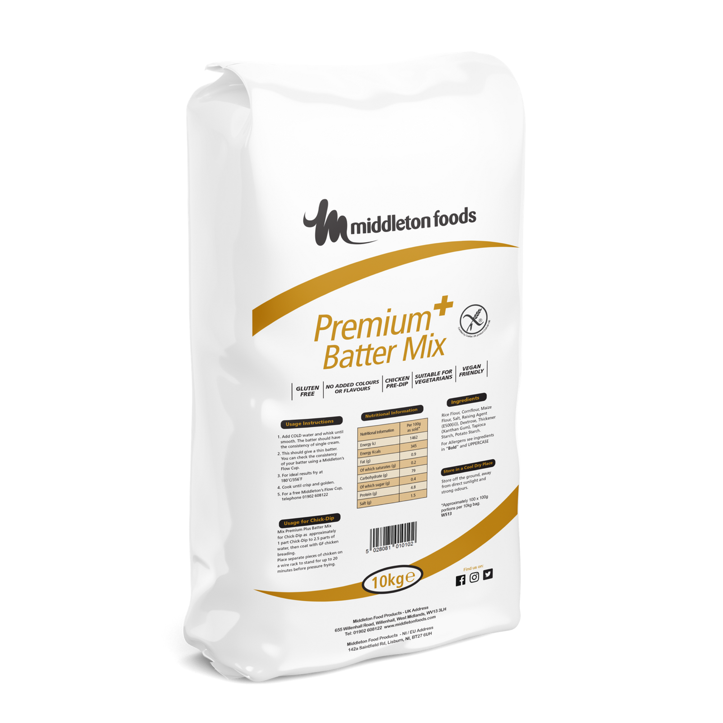 Middleton Foods Premium GLUTEN FREE Fish Batter & Chicken Dip Mix 10kg